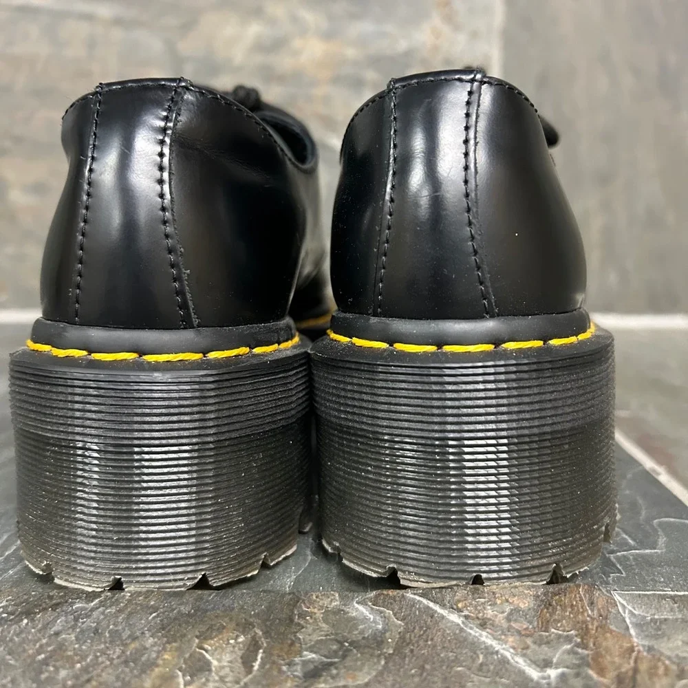 Dr Martens Platform 1461 Quad Black Leather Lace Up Shoes Womens 6 USM - Picture 5 of 8